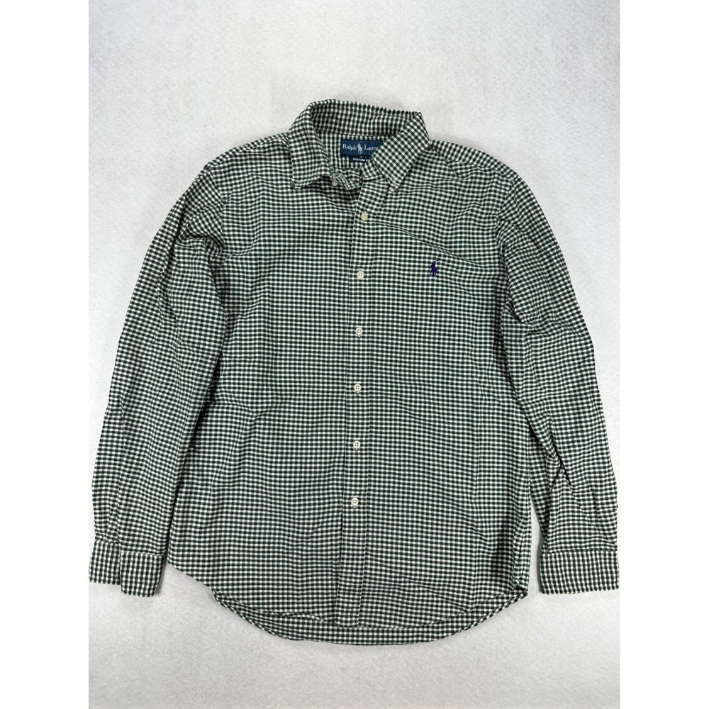 Polo Ralph Lauren Mens Custom Fit Gingham Button Down Shirt Green Medium M